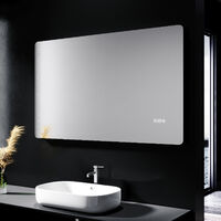 ELEGANT Bathroom LED Mirror and Shaver Socket Wall Mounted 1000 x 600 mm Clock Temperature Display Anti Fog Mirror