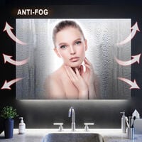 ELEGANT Bathroom LED Mirror and Shaver Socket Wall Mounted 1000 x 600 mm Clock Temperature Display Anti Fog Mirror