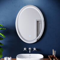 ELEGANT Bathroom Mirror Round Illuminated LED Mirror 800x600mm Bathroom Mirror with Touch Sensor, Demister Pad