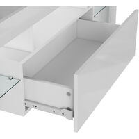ELEGANT Modern TV Unit 130cm Cabinet White High Gloss with FREE RGB LED Light Drawer