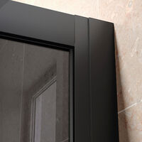 ELEGANT Black Sliding Shower Doors 1200 x 700 mm Bathroom 8mm Nano Glass Shower Enclosure Easy Clean with Anti-Slip Shower Tray and Waste