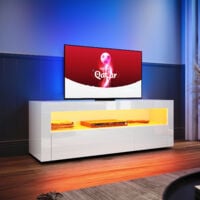 ELEGANT TV Stand TV Unit TV Cabinet with LED Lights High Gloss with Storage 1200mm White TV cabinet