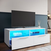 ELEGANT White TV Unit High Gloss TV Cabinet Stand 1000mm with LED Lights TV Unit with Storage TV Stand Television Unit