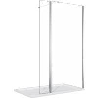 ELEGANT 700mm Walk in Shower Enclosure 8mm Tempered Glass Shower Screen 300mm Flipper Screen with 1400x800mm Tray and Waste Trap