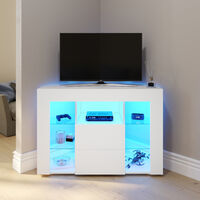 ELEGANT Modern High Gloss TV Stand Cabinet with LED Light Living Room Bedroom Furniture Television Unit TV Cabinet for Media Storage 1000mm White TV cabinet Corner TV Unit