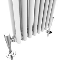 ELEGANT 1800 x 372 mm White Vertical Traditional Column Radiator Double Panel Designer Cast Iron Style Radiator + Chrome Thermostatic Radiator Valves
