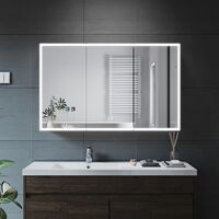 ELEGANT Wall Mounted Bathroom LED Mirror Cabinet. Cupboard with Mirror. 3 Door Soft Close Storage Cabinet. with Adjustable Light.Shaver Socket. Bluetooth. 1050x650x125mm