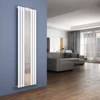 ELEGANT 1800 x 500mm White Designer Radiator Vertical Oval Column Panel Single Panel Rad with mirror