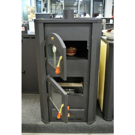 Estufa de leña con horno para sistema de calefacción central, estufa de  cocción con caldera integral de 6 + 20 kw de potencia de calentamiento,  modelo \