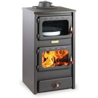 Estufa de leña con horno, 8.4 kw de potencia de calentamiento, tapa fundida, modelo "Kupro Lux Oven Cast"