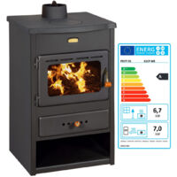 Estufa de leña para sistema de calefacción central, estufa de combustible sólido con caldera integral, potencia de calentamiento de 8+4 kw, modelo con hierro fundido Lid Prity K1 CP W8
