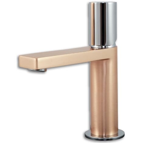 Exil mitigeur lavabo bas or rose et chromé