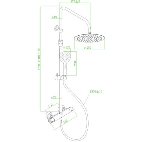 Essebagno Colonne de douche thermostatique Luisa noir