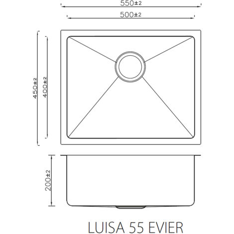 Essebagno évier 1 cuve seule 55x45 Luisa en inox cuivre brossé