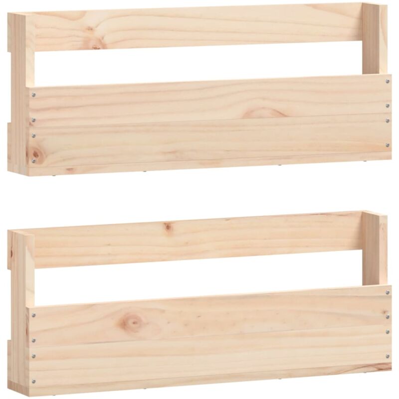 Scarpiere a Parete 2 pz 59x9x23 cm Legno Massello di Pino