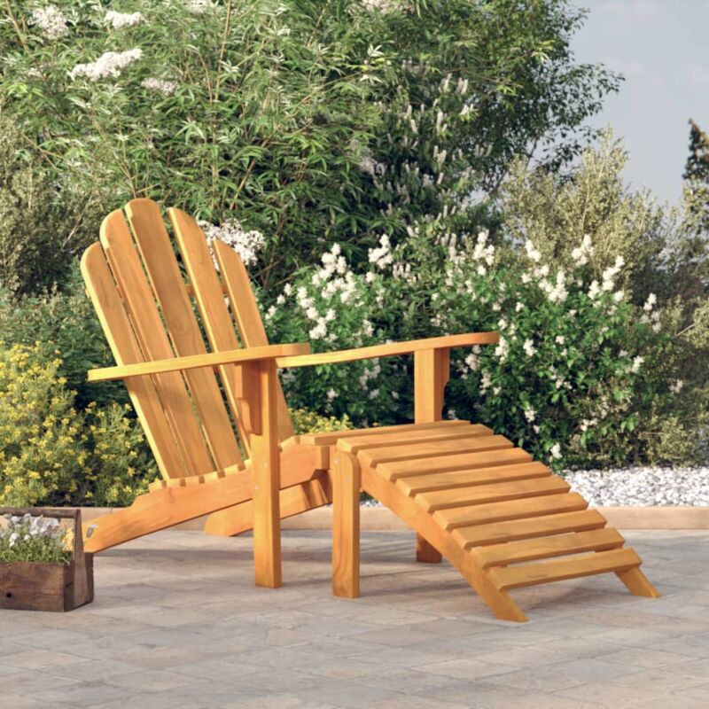 Sedia Giardino Adirondack con Poggiapiedi Legno Massello Teak