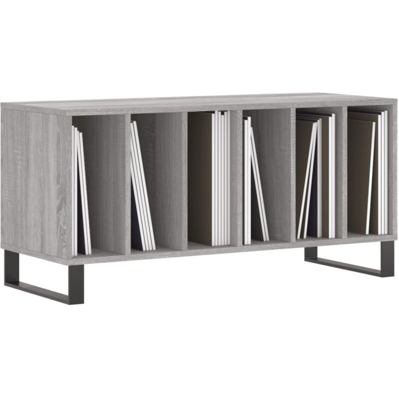 Mobile Porta Dischi In Legno Multistrato VidaXL Grigio Sonoma 84,5x38x48 Cm - Per Vinili E Giradischi - Foto 5