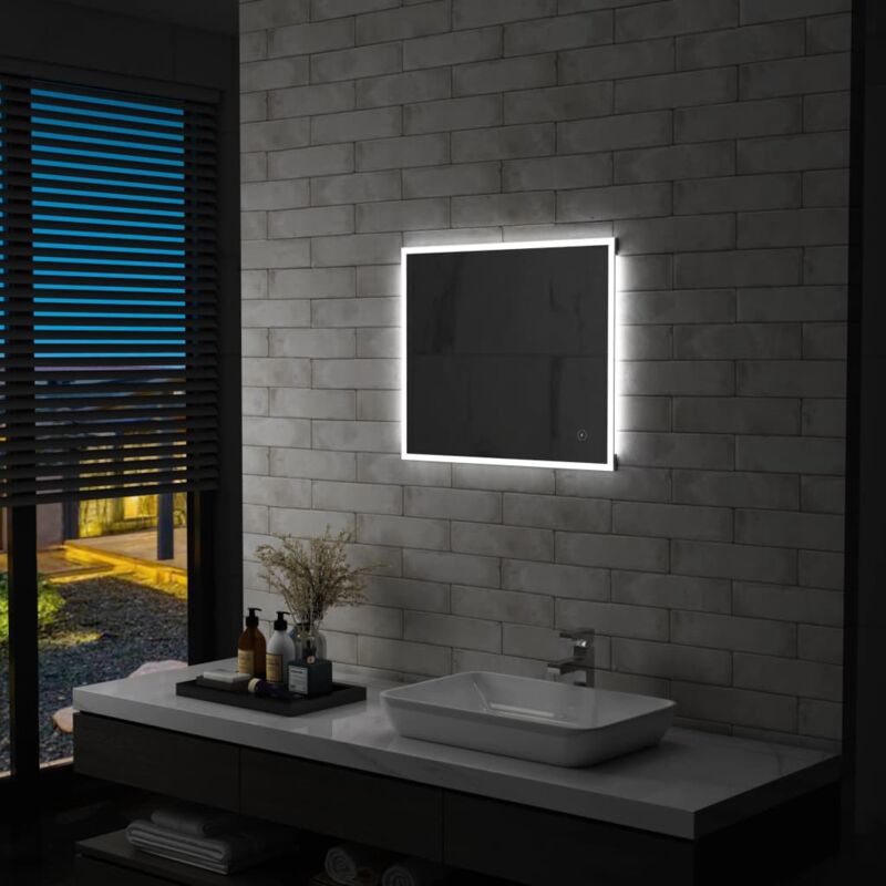 Specchio da parete per bagno, Specchio for trucco da bagno a LED a mezzaluna  Specchio da trucco moderno dimmerabile a 3 colori con interruttore tattile,  Specchio decorativo for montaggio a parete senz 