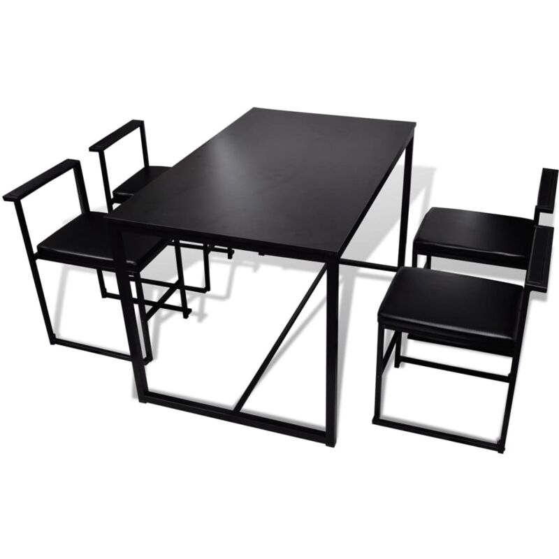 vidaXL Set Tavolo e Sedie in Similpelle 5 pz Casa Cucina Nero Set da Pranzo 