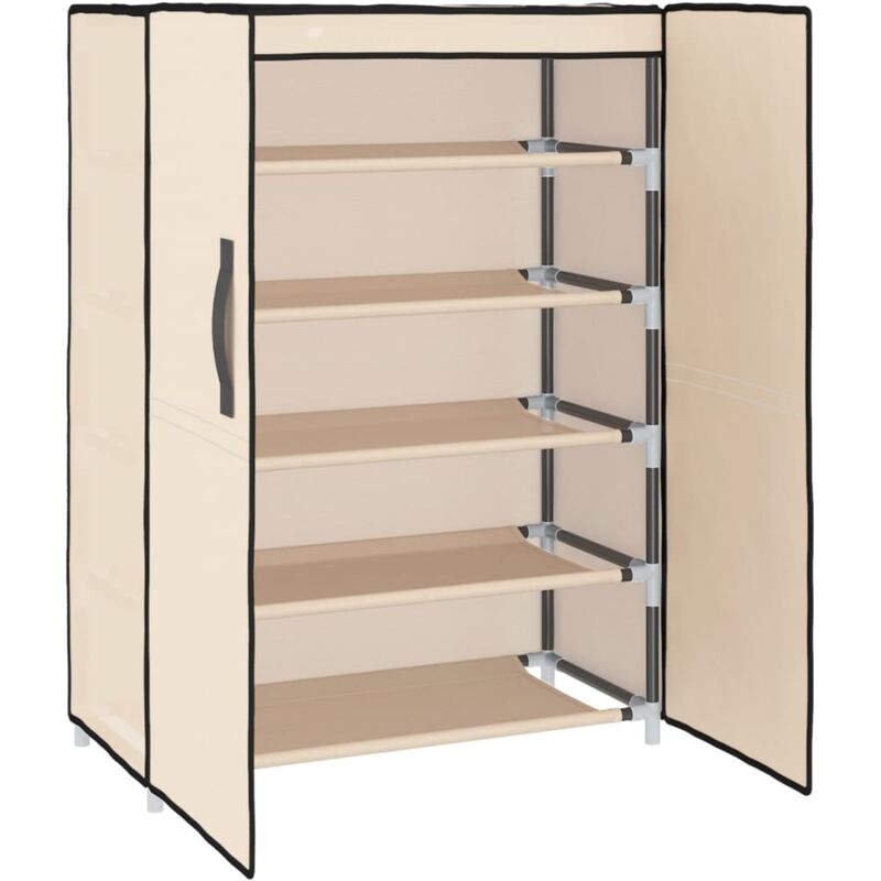 vidaXL Scarpiera Crema 60x30x166 cm Tessuto