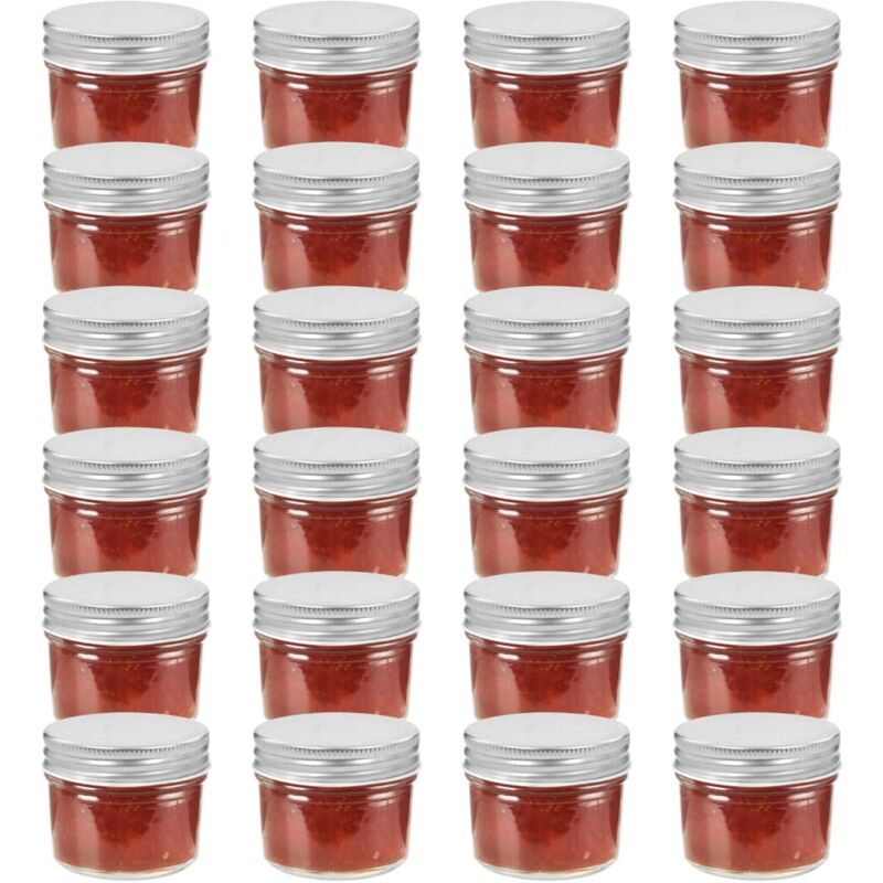 vidaXL Vasi Marmellata in Vetro Coperchio Bianco e Rosso 96 pz 230 ml