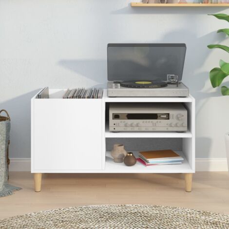 vidaXL Mobile Porta Dischi Bianco 84,5x38x48 cm in Legno Multistrato