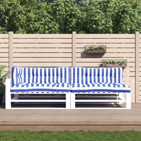 Arredo Giardino Patio Set 2 Cuscini Per Pallet VidaXL - Bianco Crema In Tessuto Oxford Impermeabile Decorazione Casa - 2