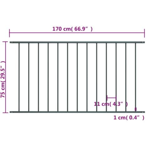 vidaXL Pannello di Recinzione Acciaio Verniciato 1,7x0,75 m Antracite