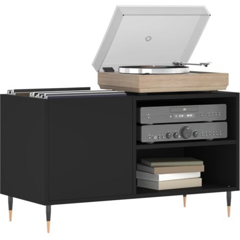 vidaXL Mobile Porta Dischi Nero 85x38x48 cm in Legno Multistrato