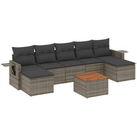 vidaXL Divano da giardino con cuscini 2 posti nero in polyrattan