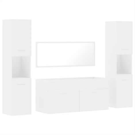 vidaXL Set Mobili da Bagno 4 pz Bianco in Legno Multistrato