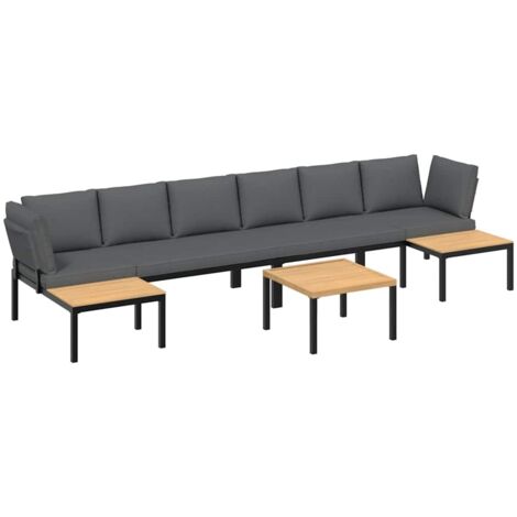 MOBILI DA GIARDINO VIDAXL Set Divano Giardino 5 Pz Con Cuscini Grigio Polyrattan Acacia 3328068 146107405