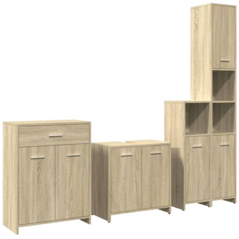 vidaXL Set Mobili da Bagno 4 pz Rovere Sonoma in Legno Multistrato