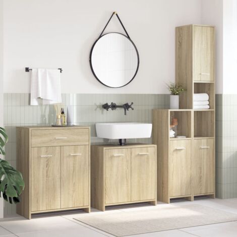 vidaXL Set Mobili da Bagno 4 pz Rovere Sonoma in Legno Multistrato