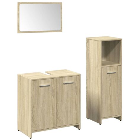 vidaXL Set Mobili da Bagno 3 pz Rovere Sonoma in Legno Multistrato