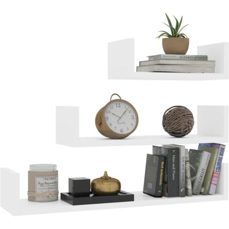 vidaXL Mensole a Muro 3 pz Bianco in Legno Multistrato