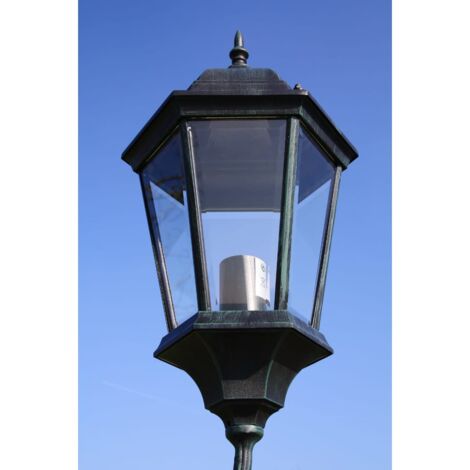 vidaXL Lampione da Giardino 2 Bracci 230 cm Verde Scuro/Nero Alluminio