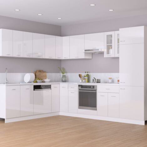 Pensile da Cucina Armadio Sospeso da Parete Design Minimal Colore Bianco