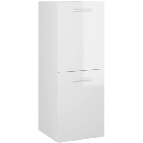vidaXL Mobile da Bagno Bianco Lucido 30x30x80 cm in Legno Multistrato