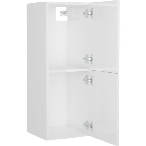 vidaXL Mobile da Bagno Bianco Lucido 30x30x80 cm in Legno Multistrato