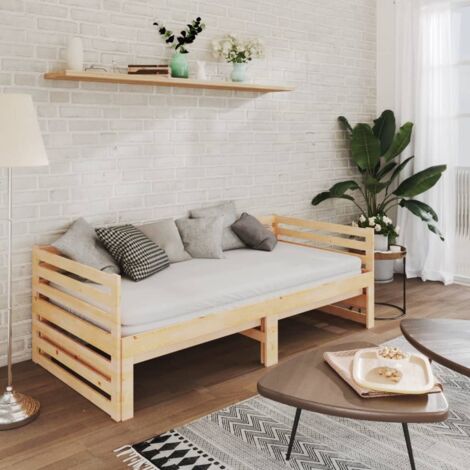 vidaXL Divano Letto Estraibile in Legno Massello di Pino 2x(90x200) cm