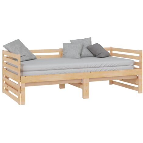 vidaXL Divano Letto Estraibile in Legno Massello di Pino 2x(90x200) cm
