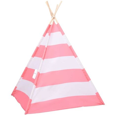 Tenda Tipi Bambini Borsa Rosa Microfibra Strisce 120x120x150cm