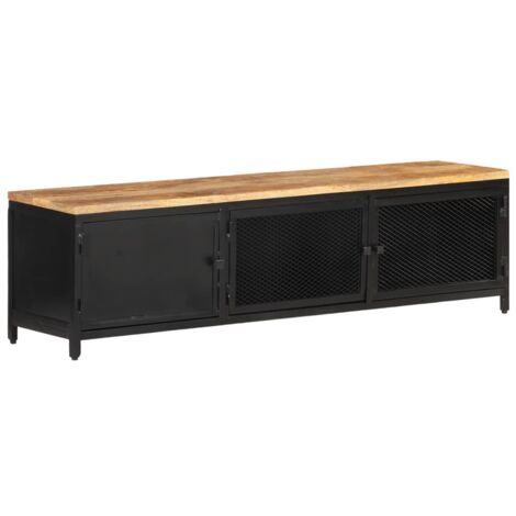 Mobile TV VidaXL In Legno Di Mango Grezzo – 120x30x40 Cm, 2 Ante E 1 Cassetto, Stile Classico
