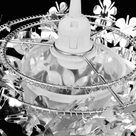vidaXL Lampadario da Soffitto Foglie e Paillette 21,5 x 30 cm Argento