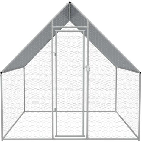 vidaXL Gabbia per Polli da Esterno in Acciaio Zincato 2x2x1,92 m