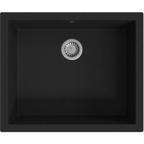 vidaXL Lavello da Cucina con Foro Troppopieno Nero in Granito