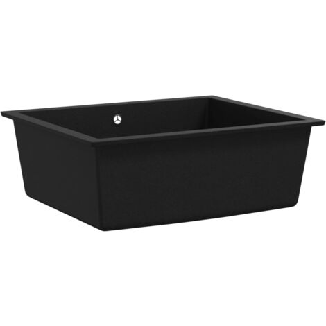 vidaXL Lavello da Cucina con Foro Troppopieno Nero in Granito