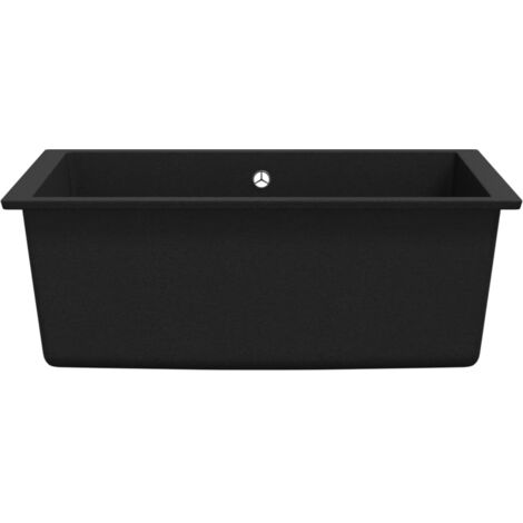 vidaXL Lavello da Cucina con Foro Troppopieno Nero in Granito