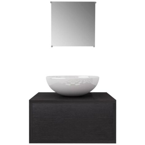 vidaXL Set Mobili da Bagno con Lavabo 3 pz Nero